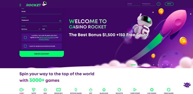 Online casino Rocket testimonial: Up to &euro;& euro; 1000 and 150 complimentary spins